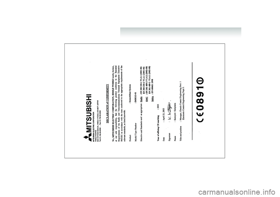 MITSUBISHI SHOGUN 2008  Owners Manual (in English) DECLA_engels.fm  Page 1  Wednesday, January 9, 2008  3:39 PM 