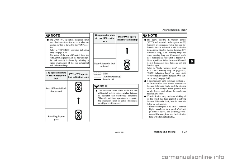 MITSUBISHI SHOGUN 2017  Owners Manual (in English) NOTElThe  2WD/4WD  operation  indication  lamp
also  illuminates  for  a  few  seconds  when  the
ignition  switch  is  turned  to  the  “ON”  posi- tion.
Refer  to  “2WD/4WD  operation  indicat