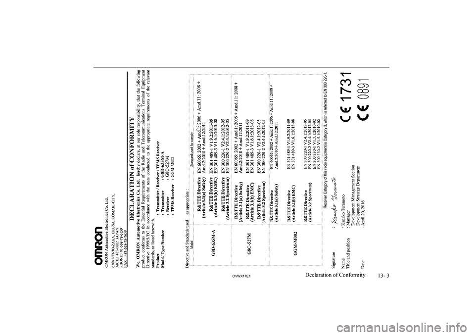 MITSUBISHI SHOGUN 2017 Owners Manual (in English) 13- 3
OVWX17E1Declaration of ConformityG8C-527M
GGM-M002
EN
G8D-635M-AG8D-635M-A MITSUBISHI SHOGUN 2017 Owners Manual (in English) 13- 3
OVWX17E1Declaration of ConformityG8C-527M
GGM-M002
EN
G8D-635M-AG8D-635M-A