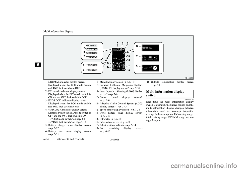 MITSUBISHI OUTLANDER PHEV 2014 Owners Manual (in English) 1- NORMAL indicator display screenDisplayed when the ECO mode switchand 4WD lock switch are OFF.
2- ECO mode indicator display screen Displayed when the ECO mode switch isON and the 4WD lock swit MITSUBISHI OUTLANDER PHEV 2014 Owners Manual (in English) 1- NORMAL indicator display screenDisplayed when the ECO mode switchand 4WD lock switch are OFF.
2- ECO mode indicator display screen Displayed when the ECO mode switch isON and the 4WD lock swit