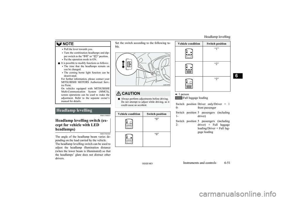 MITSUBISHI OUTLANDER PHEV 2016 Owners Manual (in English) NOTE•Pull the lever towards you.
• Turn the combination headlamps and dip-
per switch to the “
” or “” position.
• Put the operation mode in ON.
l It is possible to modify functions MITSUBISHI OUTLANDER PHEV 2016 Owners Manual (in English) NOTE•Pull the lever towards you.
• Turn the combination headlamps and dip-
per switch to the “
” or “” position.
• Put the operation mode in ON.
l It is possible to modify functions