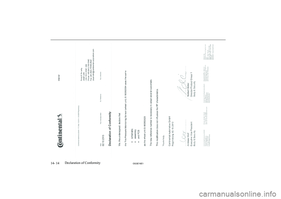 MITSUBISHI OUTLANDER PHEV 2016 Owners Manual (in English) 14- 14OGGE16E1Declaration of Conformity MITSUBISHI OUTLANDER PHEV 2016 Owners Manual (in English) 14- 14OGGE16E1Declaration of Conformity