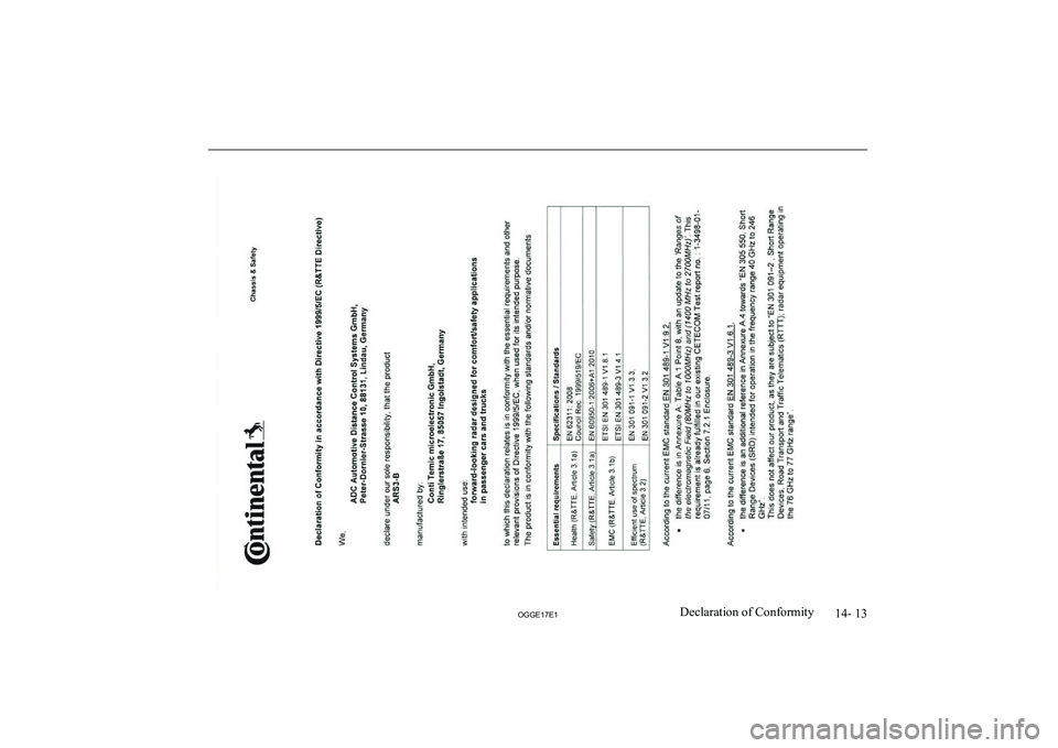 MITSUBISHI OUTLANDER PHEV 2017 Owners Manual (in English) 14- 13
OGGE17E1Declaration of Conformity MITSUBISHI OUTLANDER PHEV 2017 Owners Manual (in English) 14- 13
OGGE17E1Declaration of Conformity