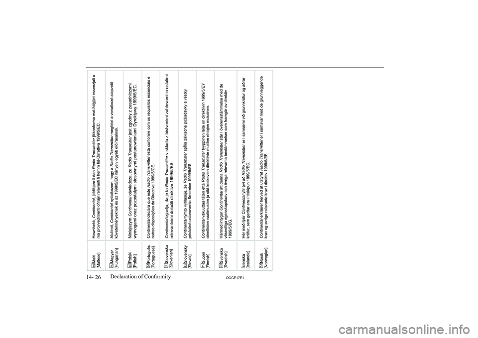 MITSUBISHI OUTLANDER PHEV 2017  Owners Manual (in English) 14- 26OGGE17E1Declaration of Conformity  