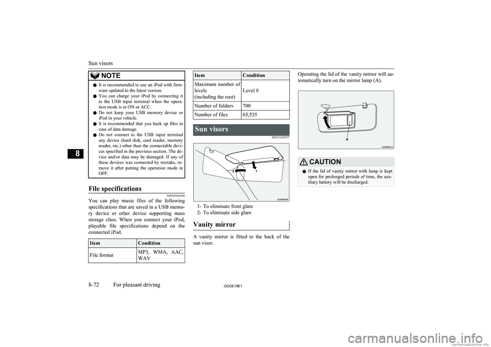 MITSUBISHI OUTLANDER PHEV 2018 Owners Manual (in English) NOTElIt is recommended to use an iPod with firm-
ware updated to the latest version.
l You can charge your iPod by connecting it
to the USB input terminal when the opera-tion mode is in MITSUBISHI OUTLANDER PHEV 2018 Owners Manual (in English) NOTElIt is recommended to use an iPod with firm-
ware updated to the latest version.
l You can charge your iPod by connecting it
to the USB input terminal when the opera-tion mode is in