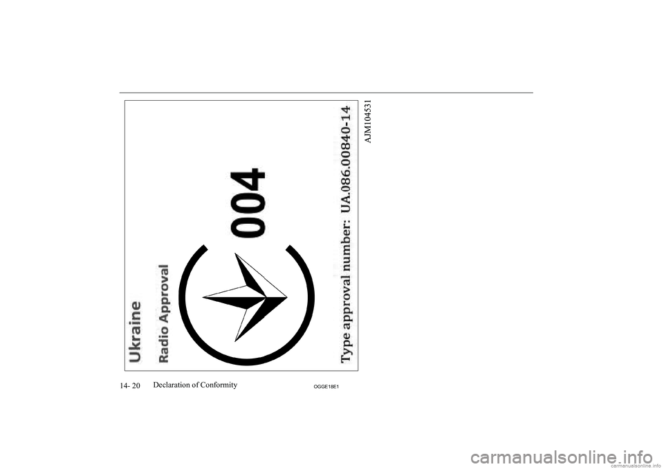 MITSUBISHI OUTLANDER PHEV 2018 Owners Manual (in English) 14- 20OGGE18E1Declaration of Conformity MITSUBISHI OUTLANDER PHEV 2018 Owners Manual (in English) 14- 20OGGE18E1Declaration of Conformity