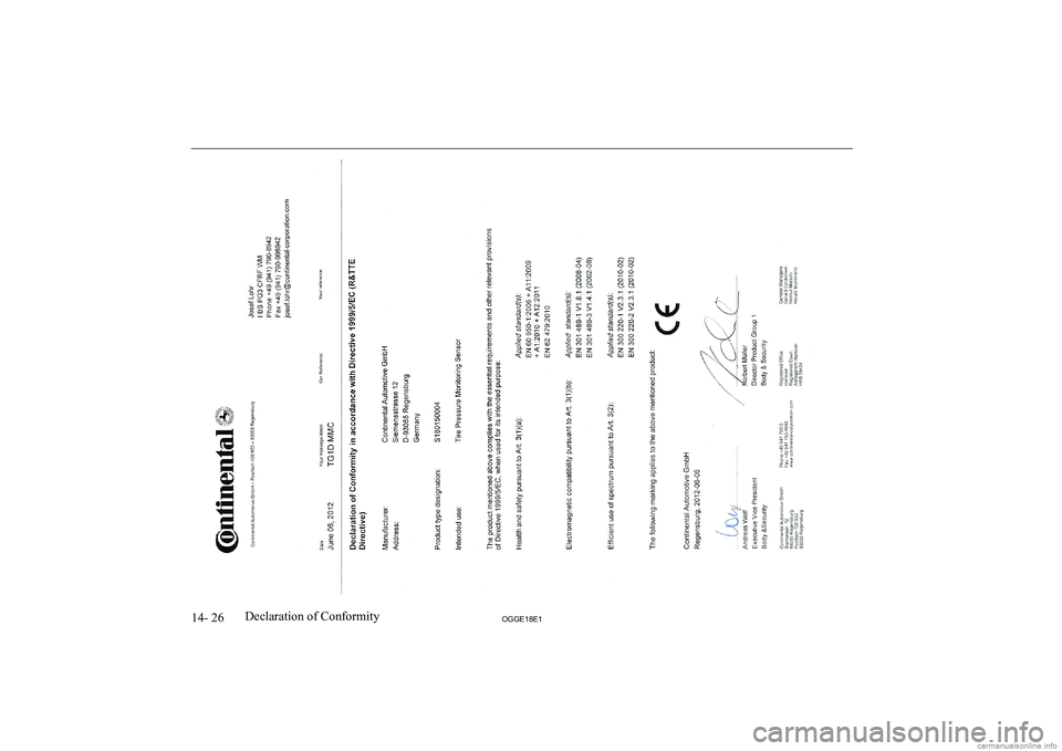 MITSUBISHI OUTLANDER PHEV 2018  Owners Manual (in English) 14- 26OGGE18E1Declaration of Conformity   