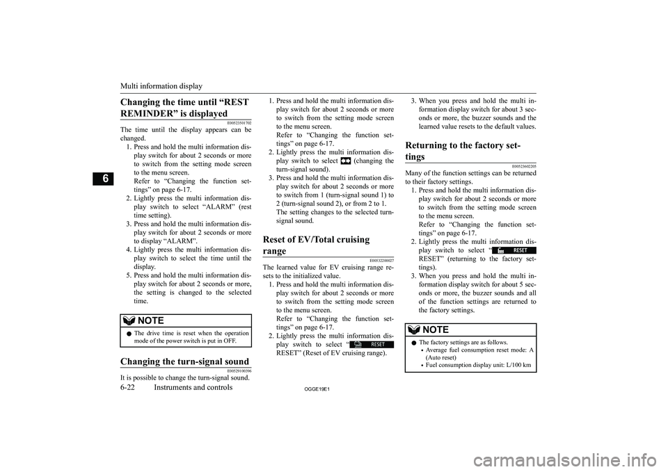 MITSUBISHI OUTLANDER PHEV 2019  Owners Manual (in English) �C�h�a�n�g�i�n�g� �t�h�e� �t�i�m�e� �u�n�t�i�l� �“�R�E�S�T�R�E�M�I�N�D�E�R�”� �i�s� �d�i�s�p�l�a�y�e�d
�E�0�0�5�2�3�5�0�1�7�0�2
�T�h�e�  �t�i�m�e�  �u�n�t�i�l�  �t�h�e�  �d�i�s�p�l�a�y�  �a�p�p�e�