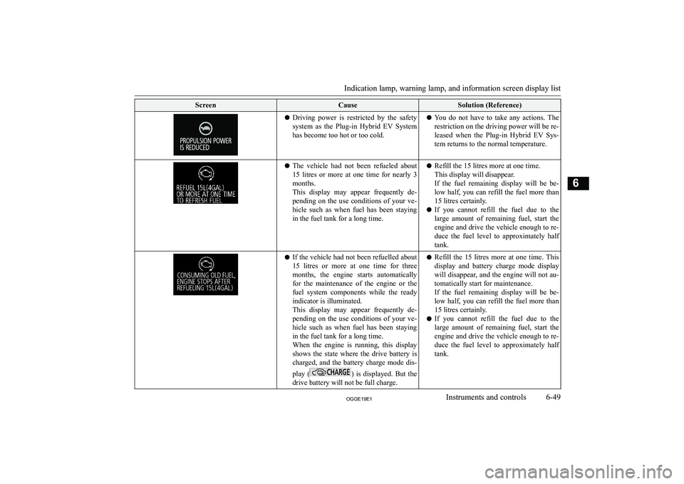 MITSUBISHI OUTLANDER PHEV 2019  Owners Manual (in English) �S�c�r�e�e�n�C�a�u�s�e�S�o�l�u�t�i�o�n� �(�R�e�f�e�r�e�n�c�e�)�z�D�r�i�v�i�n�g�  �p�o�w�e�r�  �i�s�  �r�e�s�t�r�i�c�t�e�d�  �b�y�  �t�h�e�  �s�a�f�e�t�y
�s�y�s�t�e�m�  �a�s�  �t�h�e�  �P�l�u�g�-�i�n� 