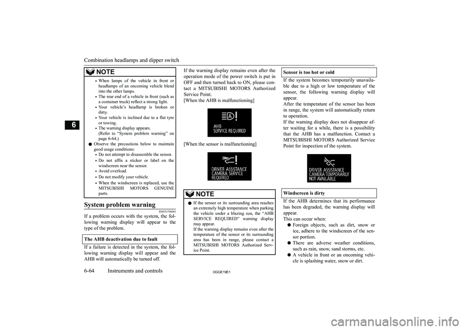 MITSUBISHI OUTLANDER PHEV 2019  Owners Manual (in English) �N�O�T�E�