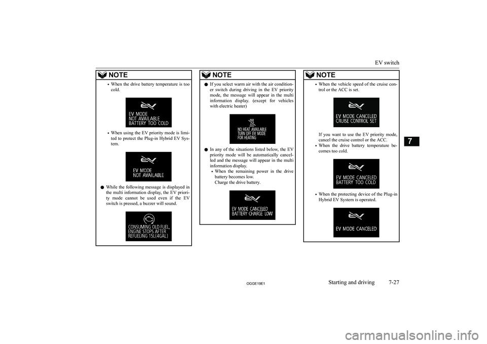MITSUBISHI OUTLANDER PHEV 2019  Owners Manual (in English) �N�O�T�E�