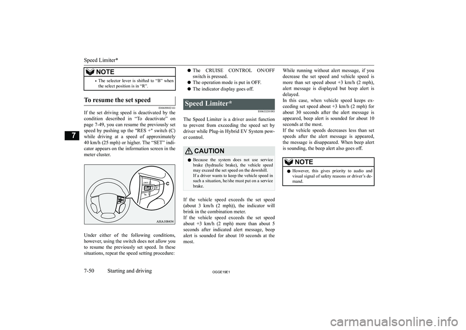MITSUBISHI OUTLANDER PHEV 2019  Owners Manual (in English) �N�O�T�E�