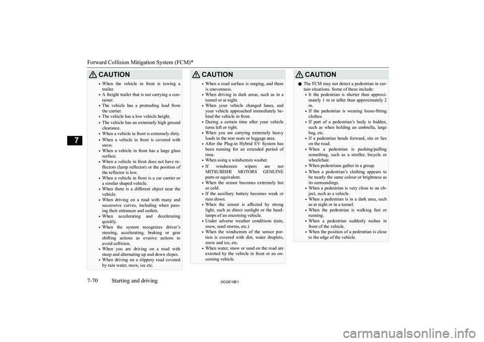 MITSUBISHI OUTLANDER PHEV 2019  Owners Manual (in English) �C�A�U�T�,�O�N�