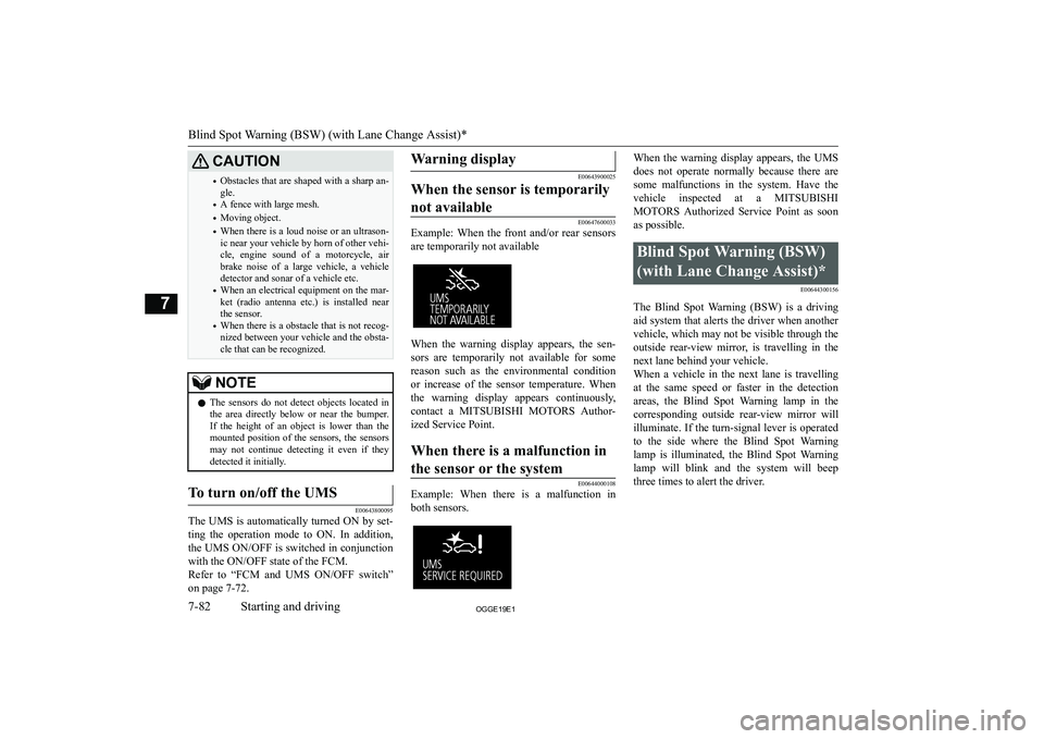 MITSUBISHI OUTLANDER PHEV 2019  Owners Manual (in English) �C�A�U�T�,�O�N�
