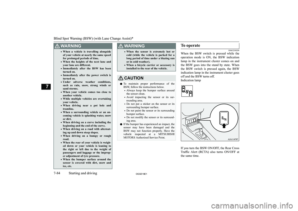 MITSUBISHI OUTLANDER PHEV 2019  Owners Manual (in English) �:�A�R�N�,�N�G�