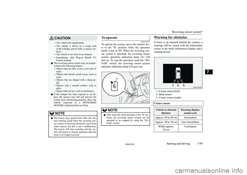 MITSUBISHI OUTLANDER PHEV 2019  Owners Manual (in English) �C�A�U�T�,�O�N�