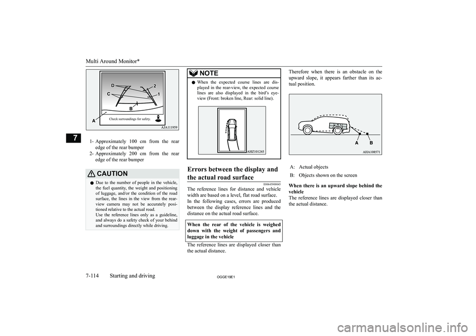 MITSUBISHI OUTLANDER PHEV 2019  Owners Manual (in English) �1�-�A�p�p�r�o�x�i�m�a�t�e�l�y�  �1�0�0�  �c�m�  �f�r�o�m�  �t�h�e�  �r�e�a�r
�e�d�g�e� �o�f� �t�h�e� �r�e�a�r� �b�u�m�p�e�r
�2�- �A�p�p�r�o�x�i�m�a�t�e�l�y�  �2�0�0�  �c�m�  �f�r�o�m�  �t�h�e�  �r�e�