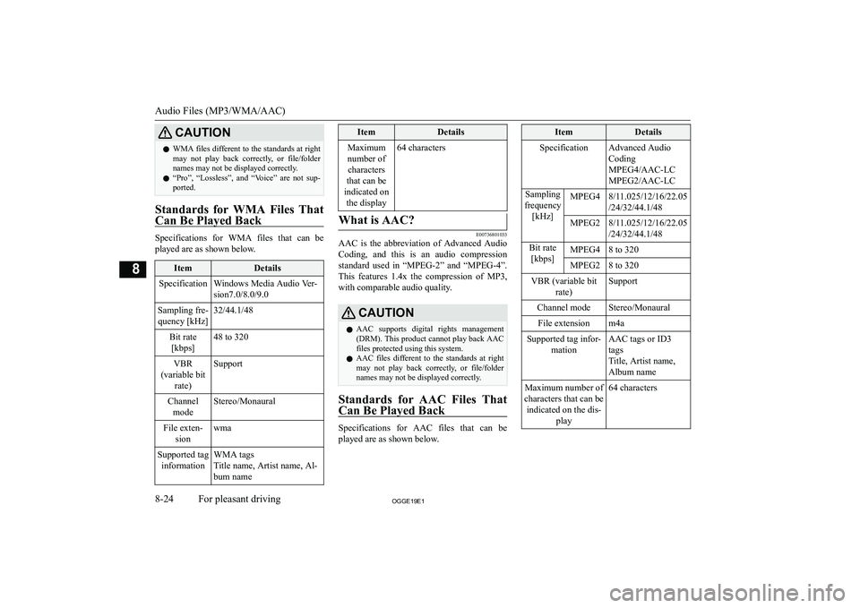 MITSUBISHI OUTLANDER PHEV 2019  Owners Manual (in English) �C�A�U�T�,�O�N�z�W�M�A� �f�i�l�e�s� �d�i�f�f�e�r�e�n�t� �t�o� �t�h�e� �s�t�a�n�d�a�r�d�s� �a�t� �r�i�g�h�t
�m�a�y�  �n�o�t�  �p�l�a�y�  �b�a�c�k�  �c�o�r�r�e�c�t�l�y�,�  �o�r�  �f�i�l�e�/�f�o�l�d�e�r
