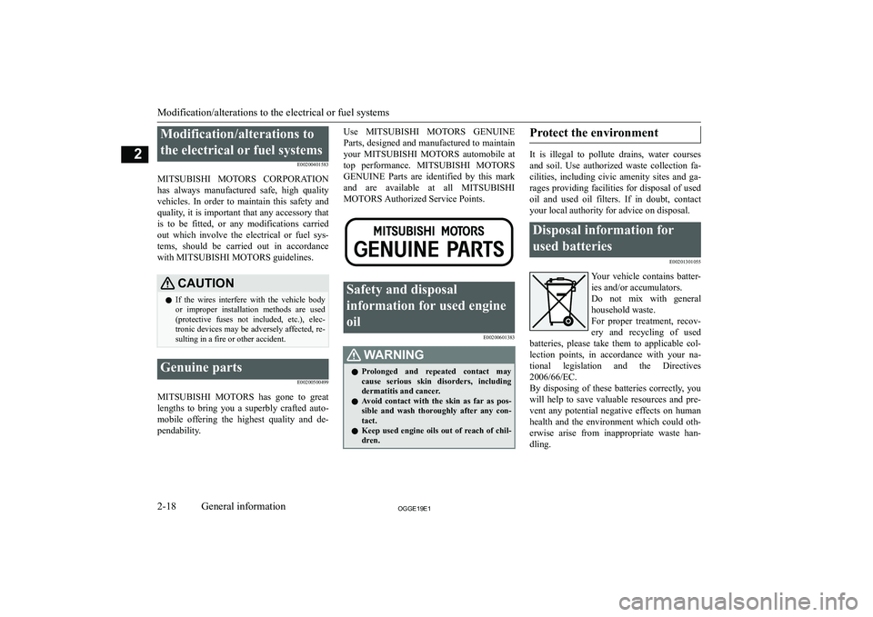 MITSUBISHI OUTLANDER PHEV 2019   (in English) Service Manual �M�o�d�i�f�i�c�a�t�i�o�n�/�a�l�t�e�r�a�t�i�o�n�s� �t�o�t�h�e� �e�l�e�c�t�r�i�c�a�l� �o�r� �f�u�e�l� �s�y�s�t�e�m�s �E�0�0�2�0�0�4�0�1�5�8�3
�M�I�T�S�U�B�I�S�H�I � �M�O�T�O�R�S � �C�O�R�P�O�R�A�T�I�O�N