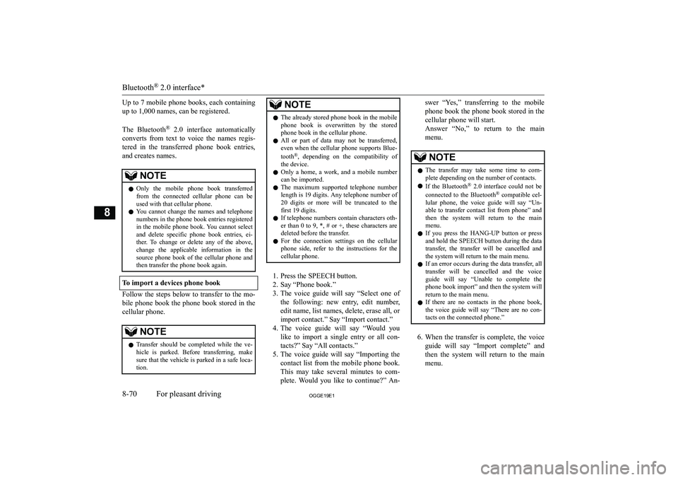 MITSUBISHI OUTLANDER PHEV 2019  Owners Manual (in English) �U�p� �t�o� �7� �m�o�b�i�l�e� �p�h�o�n�e� �b�o�o�k�s�,� �e�a�c�h� �c�o�n�t�a�i�n�i�n�g
�u�p� �t�o� �1�,�0�0�0� �n�a�m�e�s�,� �c�a�n� �b�e� �r�e�g�i�s�t�e�r�e�d�.
� 
�T�h�e�  �B�l�u�e�t�o�o�t�h �