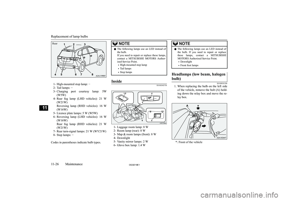 MITSUBISHI OUTLANDER PHEV 2019  Owners Manual (in English) �1�- �H�i�g�h�-�m�o�u�n�t�e�d� �s�t�o�p� �l�a�m�p�:� �