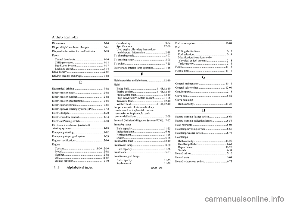 MITSUBISHI OUTLANDER PHEV 2019  Owners Manual (in English) �D�i�m�e�n�s�i�o�n�s�.�.�.�.�.�.�.�.�.�.�.�.�.�.�.�.�.�.�.�.�.�.�.�.�.�.�.�.�.�.�.�.�.�.�.�.�.�.�.�.�.�.�.�.�.�.�.�.�.�.�.�.�.�. �1�2�-�0�4
�D�i�p�p�e�r� �(�H�i�g�h�/�L�o�w� �b�e�a�m� �c�h�a�n�g�e�)�.