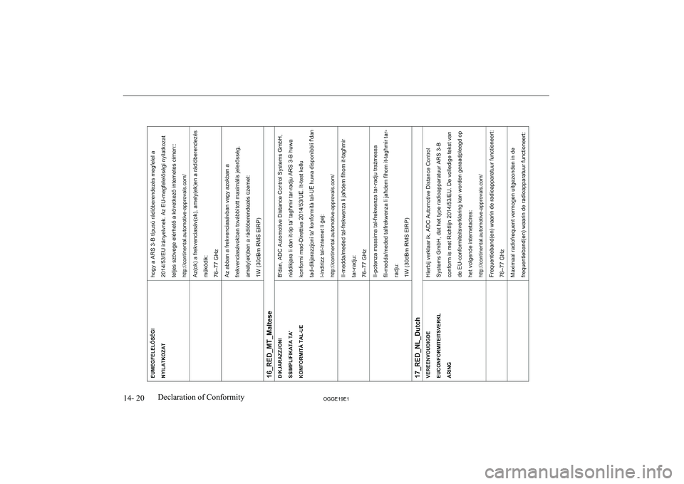 MITSUBISHI OUTLANDER PHEV 2019  Owners Manual (in English) �1�4�-� �2�0�2�*�*�(���(��D�e�c�l�a�r�a�t�i�o�n� �o�f� �C�o�n�f�o�r�m�i�t�y               