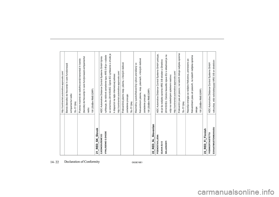 MITSUBISHI OUTLANDER PHEV 2019  Owners Manual (in English) �1�4�-� �2�2�2�*�*�(���(��D�e�c�l�a�r�a�t�i�o�n� �o�f� �C�o�n�f�o�r�m�i�t�y                