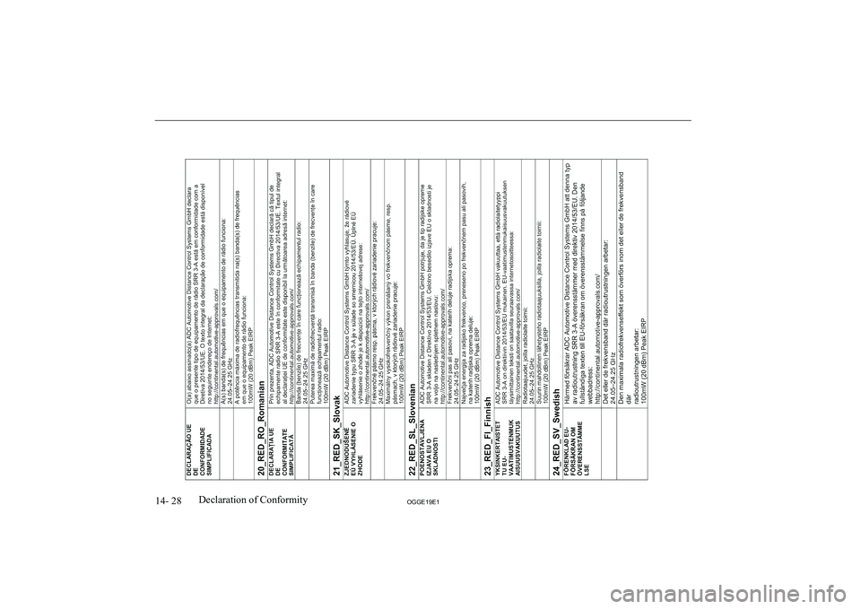 MITSUBISHI OUTLANDER PHEV 2019  Owners Manual (in English) �1�4�-� �2�8�2�*�*�(���(��D�e�c�l�a�r�a�t�i�o�n� �o�f� �C�o�n�f�o�r�m�i�t�y               