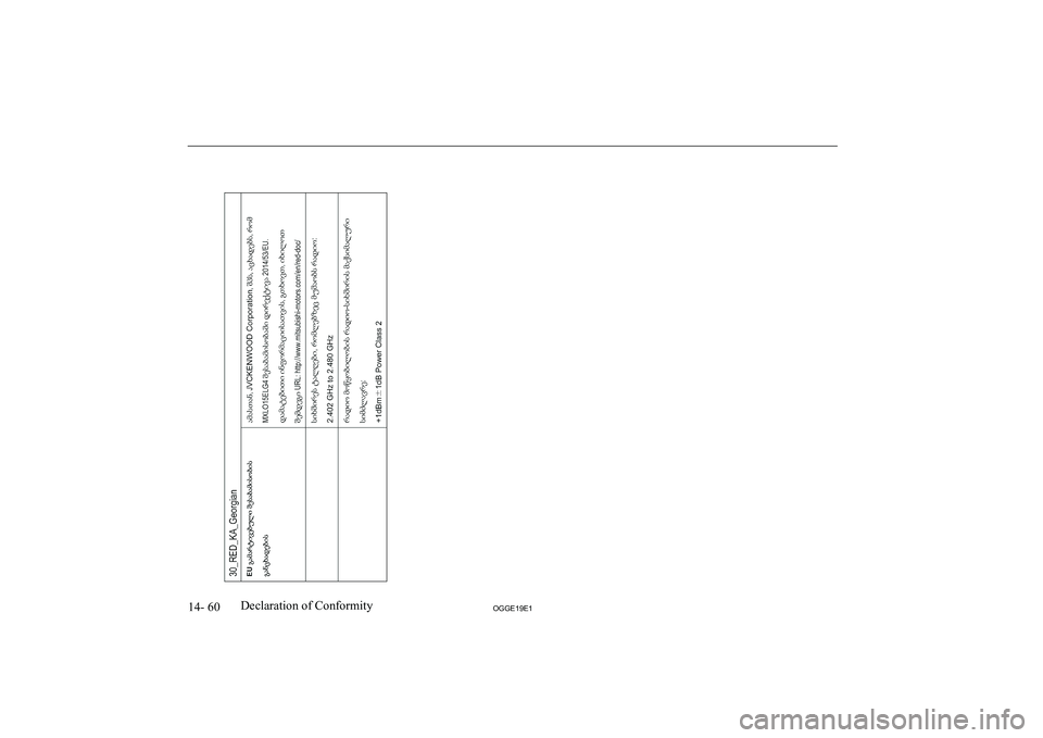 MITSUBISHI OUTLANDER PHEV 2019  Owners Manual (in English) �1�4�-� �6�0�2�*�*�(���(��D�e�c�l�a�r�a�t�i�o�n� �o�f� �C�o�n�f�o�r�m�i�t�y      