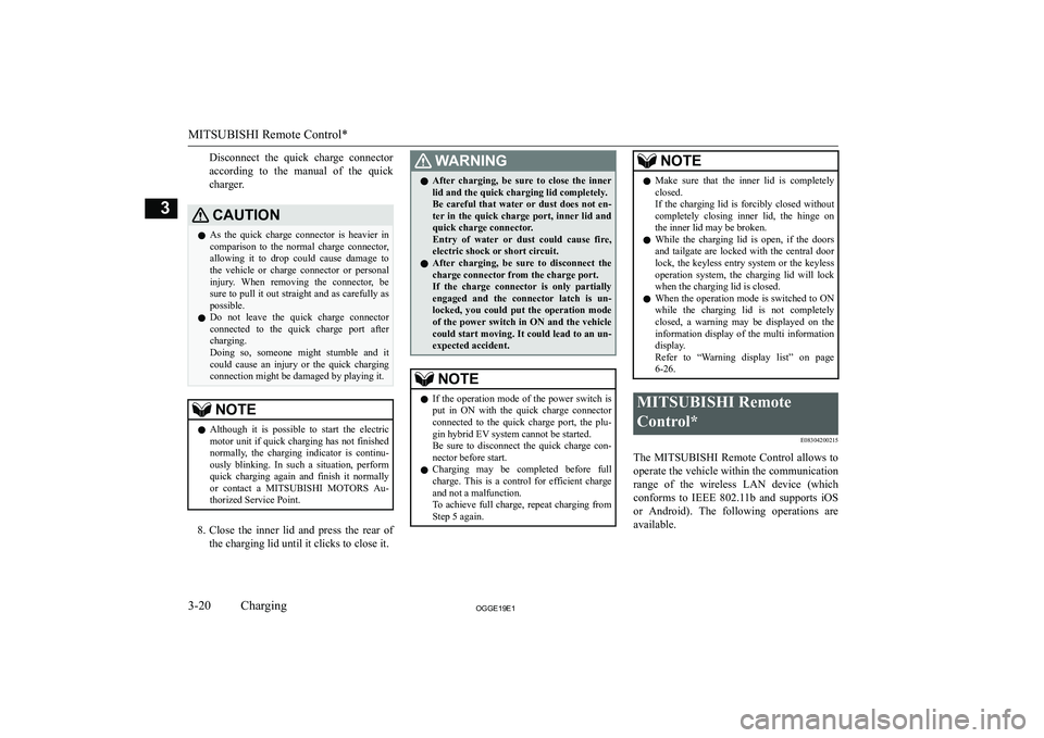 MITSUBISHI OUTLANDER PHEV 2019   (in English) Repair Manual �D�i�s�c�o�n�n�e�c�t�  �t�h�e�  �q�u�i�c�k�  �c�h�a�r�g�e�  �c�o�n�n�e�c�t�o�r�a�c�c�o�r�d�i�n�g�  �t�o�  �t�h�e�  �m�a�n�u�a�l�  �o�f�  �t�h�e�  �q�u�i�c�k
�c�h�a�r�g�e�r�.�C�A�U�T�,�O�N�z �A�s�  �t�