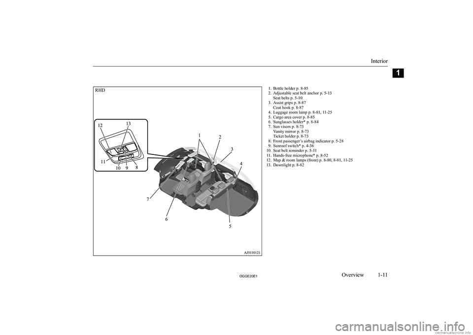 MITSUBISHI OUTLANDER PHEV 2020   (in English) User Guide �1�. �B�o�t�t�l�e� �h�o�l�d�e�r� �p�.� �8�-�8�5
�2�. �A�d�j�u�s�t�a�b�l�e� �s�e�a�t� �b�e�l�t� �a�n�c�h�o�r� �p�.� �5�-�1�3 �S�e�a�t� �b�e�l�t�s� �p�.� �5�-�1�0
�3�. �A�s�s�i�s�t� �g�r�i�p�s� �p�.� �8