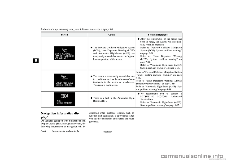 MITSUBISHI OUTLANDER PHEV 2020  Owners Manual (in English) �S�c�r�e�e�n�C�a�u�s�e�S�o�l�u�t�i�o�n� �(�R�e�f�e�r�e�n�c�e�)
�z�T�h�e�  �F�o�r�w�a�r�d�  �C�o�l�l�i�s�i�o�n�  �M�i�t�i�g�a�t�i�o�n�  �s�y�s�t�e�m
�(�F�C�M�)�,�  �L�a�n�e�  �D�e�p�a�r�t�u�r�e�  �W�a�