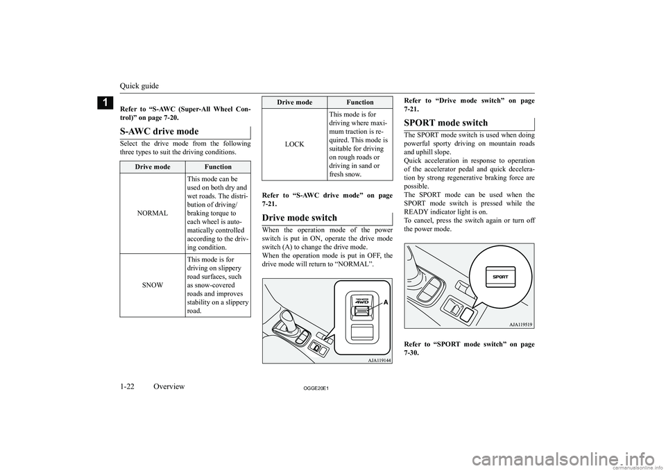 MITSUBISHI OUTLANDER PHEV 2020   (in English) Owners Guide � 
�R�e�f�e�r�  �t�o�  �“�S�-�A�W�C�  �(�S�u�p�e�r�-�A�l�l�  �W�h�e�e�l�  �C�o�n�- �t�r�o�l�)�”� �o�n� �p�a�g�e� �7�-�2�0�.�S�-�A�W�C� �d�r�i�v�e� �m�o�d�e
�S�e�l�e�c�t�  �t�h�e�  �d�r�i�v�e�  �m�