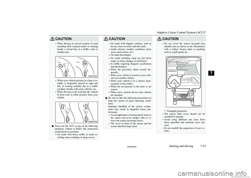 MITSUBISHI OUTLANDER PHEV 2020  Owners Manual (in English) �C�A�U�T�,�O�N�