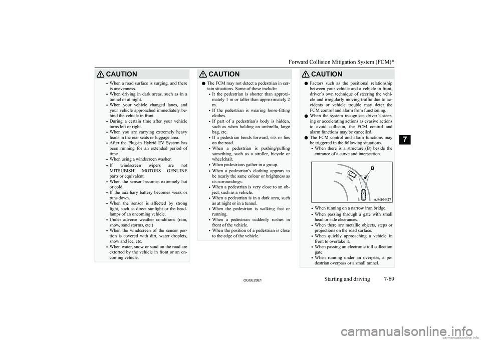 MITSUBISHI OUTLANDER PHEV 2020  Owners Manual (in English) �C�A�U�T�,�O�N�