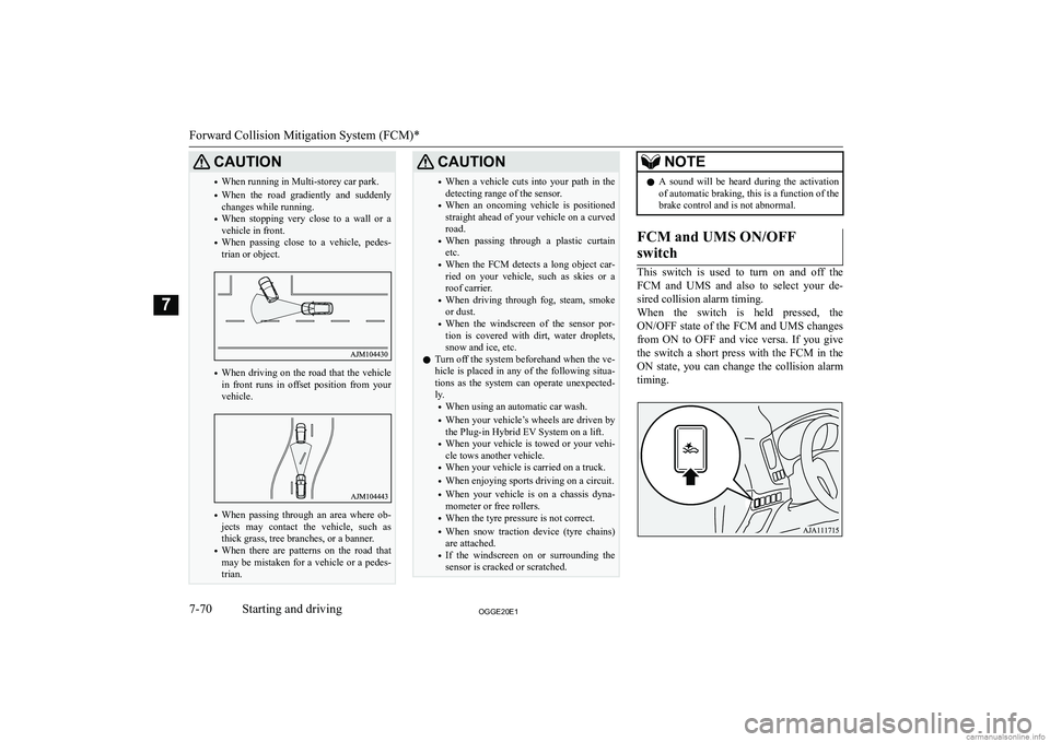 MITSUBISHI OUTLANDER PHEV 2020  Owners Manual (in English) �C�A�U�T�,�O�N�