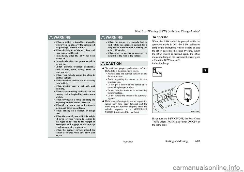 MITSUBISHI OUTLANDER PHEV 2020  Owners Manual (in English) �:�A�R�N�,�N�G�