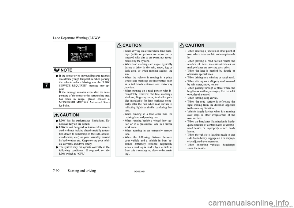 MITSUBISHI OUTLANDER PHEV 2020  Owners Manual (in English) �N�O�T�E�z�I�f�  �t�h�e�  �s�e�n�s�o�r�  �o�r�  �i�t�s�  �s�u�r�r�o�u�n�d�i�n�g�  �a�r�e�a�  �r�e�a�c�h�e�s
�a�n� �e�x�t�r�e�m�e�l�y� �h�i�g�h� �t�e�m�p�e�r�a�t�u�r�e� �w�h�e�n� �p�a�r�k�i�n�g �t�h�e�