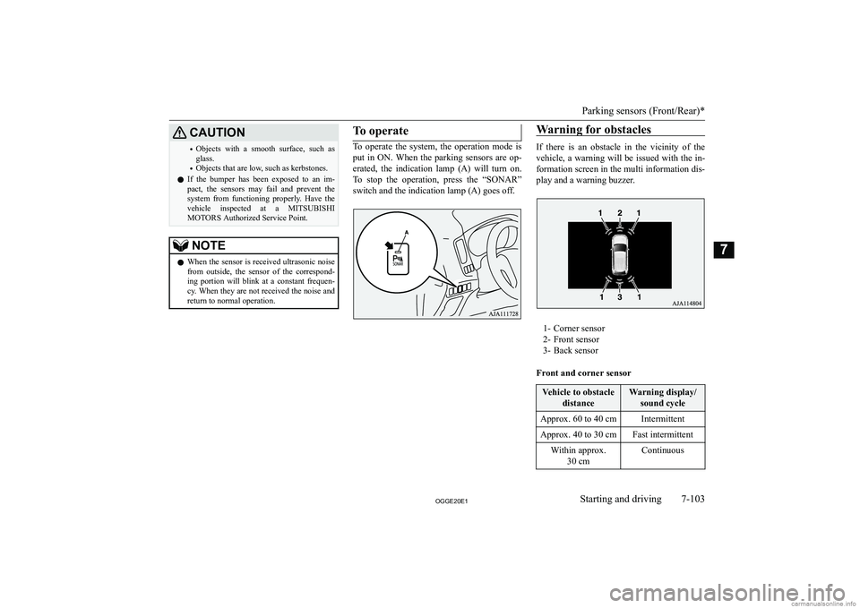 MITSUBISHI OUTLANDER PHEV 2020  Owners Manual (in English) �C�A�U�T�,�O�N�
