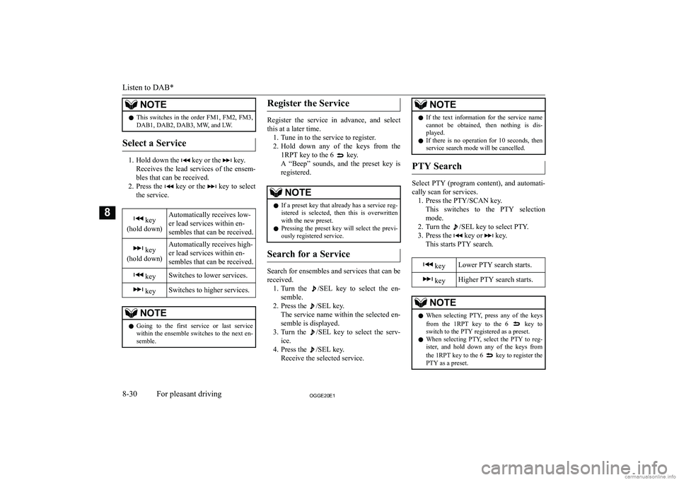 MITSUBISHI OUTLANDER PHEV 2020  Owners Manual (in English) �N�O�T�E�z�T�h�i�s�  �s�w�i�t�c�h�e�s�  �i�n�  �t�h�e�  �o�r�d�e�r�  �F�M�1�,�  �F�M�2�,�  �F�M�3�,
�D�A�B�1�,� �D�A�B�2�,� �D�A�B�3�,� �M�W�,� �a�n�d� �L�W�.
�S�e�l�e�c�t� �a� �S�e�r�v�i�c�e
�1�. �H�