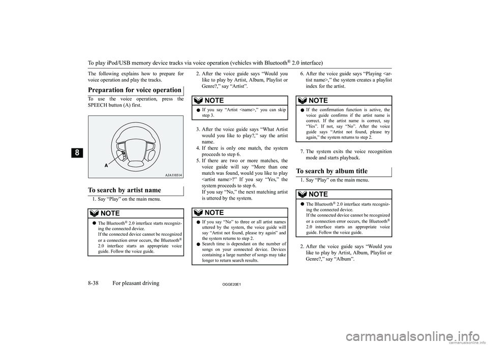 MITSUBISHI OUTLANDER PHEV 2020  Owners Manual (in English) �T�h�e�  �f�o�l�l�o�w�i�n�g�  �e�x�p�l�a�i�n�s�  �h�o�w�  �t�o�  �p�r�e�p�a�r�e�  �f�o�r�v�o�i�c�e� �o�p�e�r�a�t�i�o�n� �a�n�d� �p�l�a�y� �t�h�e� �t�r�a�c�k�s�.�P�r�e�p�a�r�a�t�i�o�n� �f�o�r� �v�o�i�c