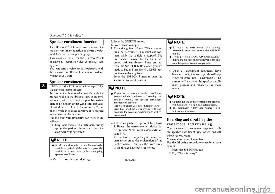 MITSUBISHI OUTLANDER PHEV 2020  Owners Manual (in English) �S�p�e�a�k�e�r� �e�n�r�o�l�l�m�e�n�t� �f�u�n�c�t�i�o�n
�T�h�e�  �B�l�u�e�t�o�o�t�h�