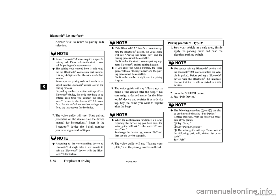 MITSUBISHI OUTLANDER PHEV 2020  Owners Manual (in English) �A�n�s�w�e�r�  �“�N�o�”�  �t�o�  �r�e�t�u�r�n�  �t�o�  �p�a�i�r�i�n�g�  �c�o�d�e�s�e�l�e�c�t�i�o�n�.�N�O�T�E�z �S�o�m�e�  �B�l�u�e�t�o�o�t�h �