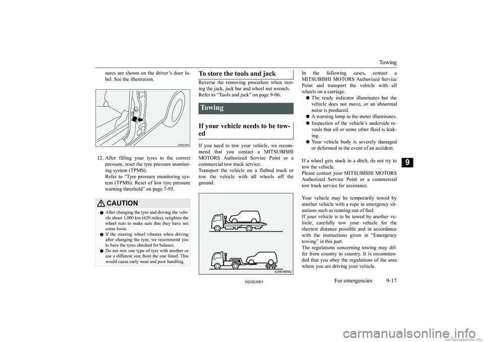 MITSUBISHI OUTLANDER PHEV 2020  Owners Manual (in English) �s�u�r�e�s�  �a�r�e�  �s�h�o�w�n�  �o�n�  �t�h�e�  �d�r�i�v�e�r�’�s�  �d�o�o�r�  �l�a�-
�b�e�l�.� �S�e�e� �t�h�e� �i�l�l�u�s�t�r�a�t�i�o�n�.
�1�2�. �A�f�t�e�r�  �f�i�l�l�i�n�g�  �y�o�u�r�  �t�y�r�e�