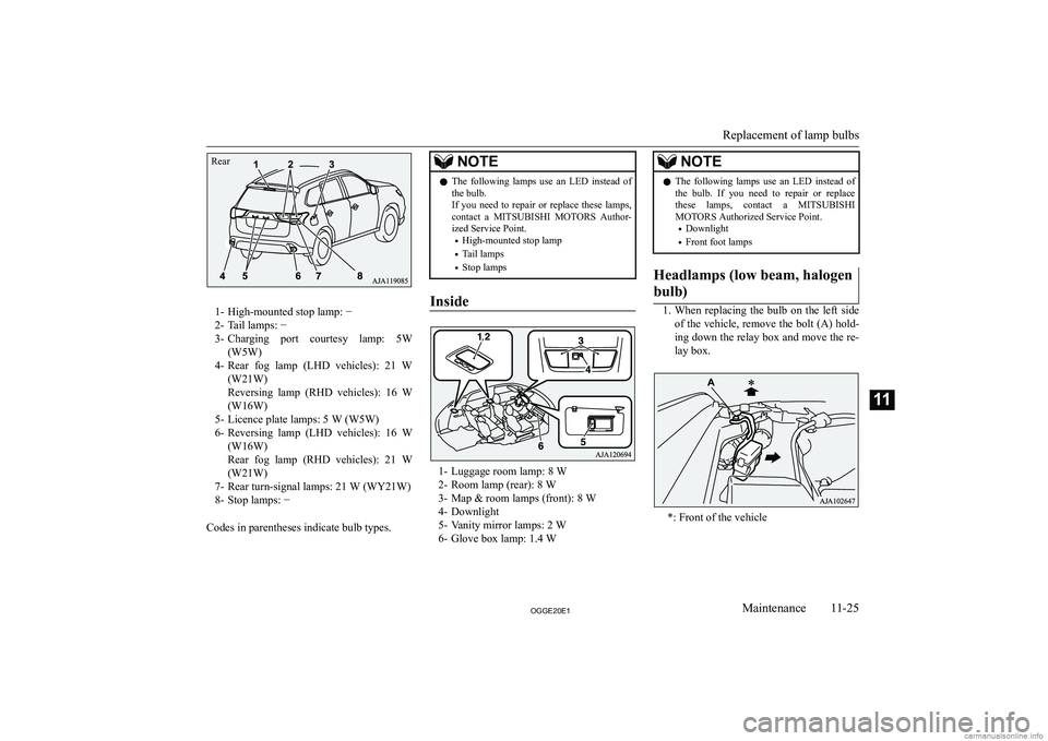 MITSUBISHI OUTLANDER PHEV 2020  Owners Manual (in English) �1�- �H�i�g�h�-�m�o�u�n�t�e�d� �s�t�o�p� �l�a�m�p�:� �