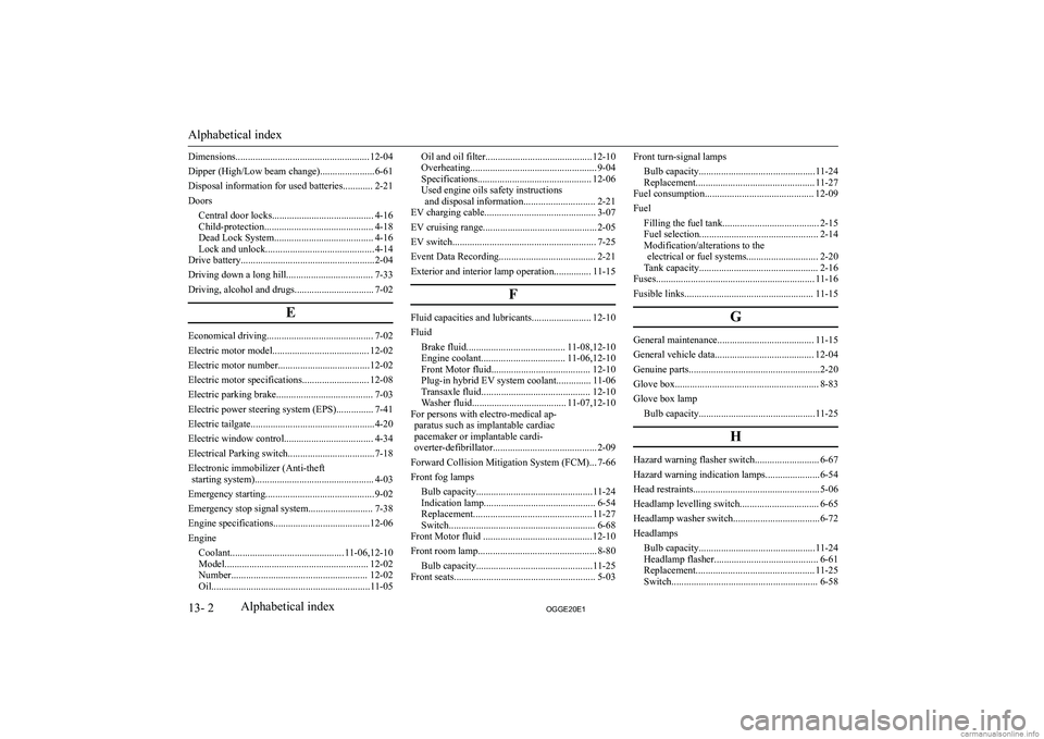 MITSUBISHI OUTLANDER PHEV 2020  Owners Manual (in English) �D�i�m�e�n�s�i�o�n�s�.�.�.�.�.�.�.�.�.�.�.�.�.�.�.�.�.�.�.�.�.�.�.�.�.�.�.�.�.�.�.�.�.�.�.�.�.�.�.�.�.�.�.�.�.�.�.�.�.�.�.�.�.�. �1�2�-�0�4
�D�i�p�p�e�r� �(�H�i�g�h�/�L�o�w� �b�e�a�m� �c�h�a�n�g�e�)�.