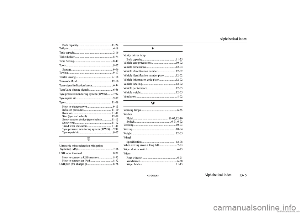 MITSUBISHI OUTLANDER PHEV 2020  Owners Manual (in English) �B�u�l�b� �c�a�p�a�c�i�t�y�.�.�.�.�.�.�.�.�.�.�.�.�.�.�.�.�.�.�.�.�.�.�.�.�.�.�.�.�.�.�.�.�.�.�.�.�.�.�.�.�.�.�.�.�.�.�.�1�1�-�2�4
�T�a�i�l�g�a�t�e�.�.�.�.�.�.�.�.�.�.�.�.�.�.�.�.�.�.�.�.�.�.�.�.�.�.�