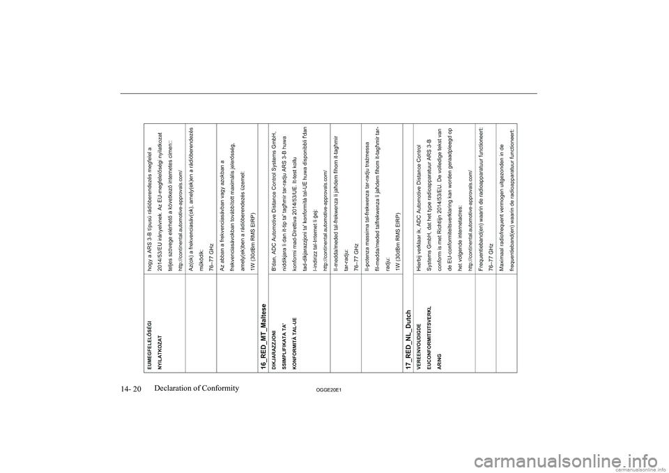 MITSUBISHI OUTLANDER PHEV 2020  Owners Manual (in English) �1�4�-� �2�0�2�*�*�(�2�0�(�1�D�e�c�l�a�r�a�t�i�o�n� �o�f� �C�o�n�f�o�r�m�i�t�y               