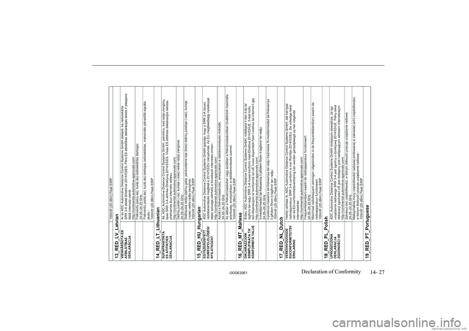 MITSUBISHI OUTLANDER PHEV 2020  Owners Manual (in English) �1�4�-� �2�7
�2�*�*�(�2�0�(�1�D�e�c�l�a�r�a�t�i�o�n� �o�f� �C�o�n�f�o�r�m�i�t�y               